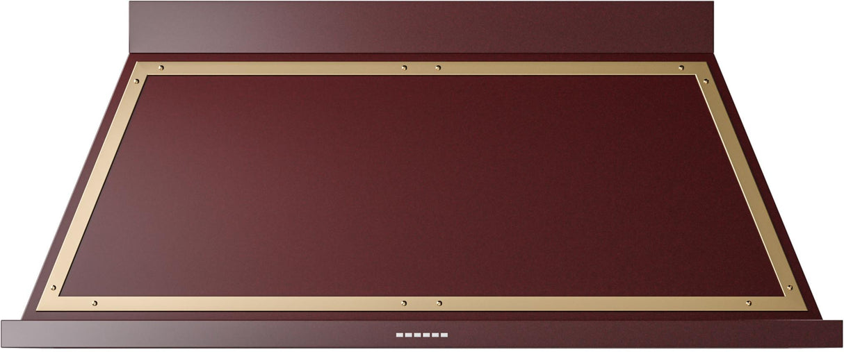 ILVE UANB60BUG Nostalgie 60" Hood in Burgundy with Brass trim