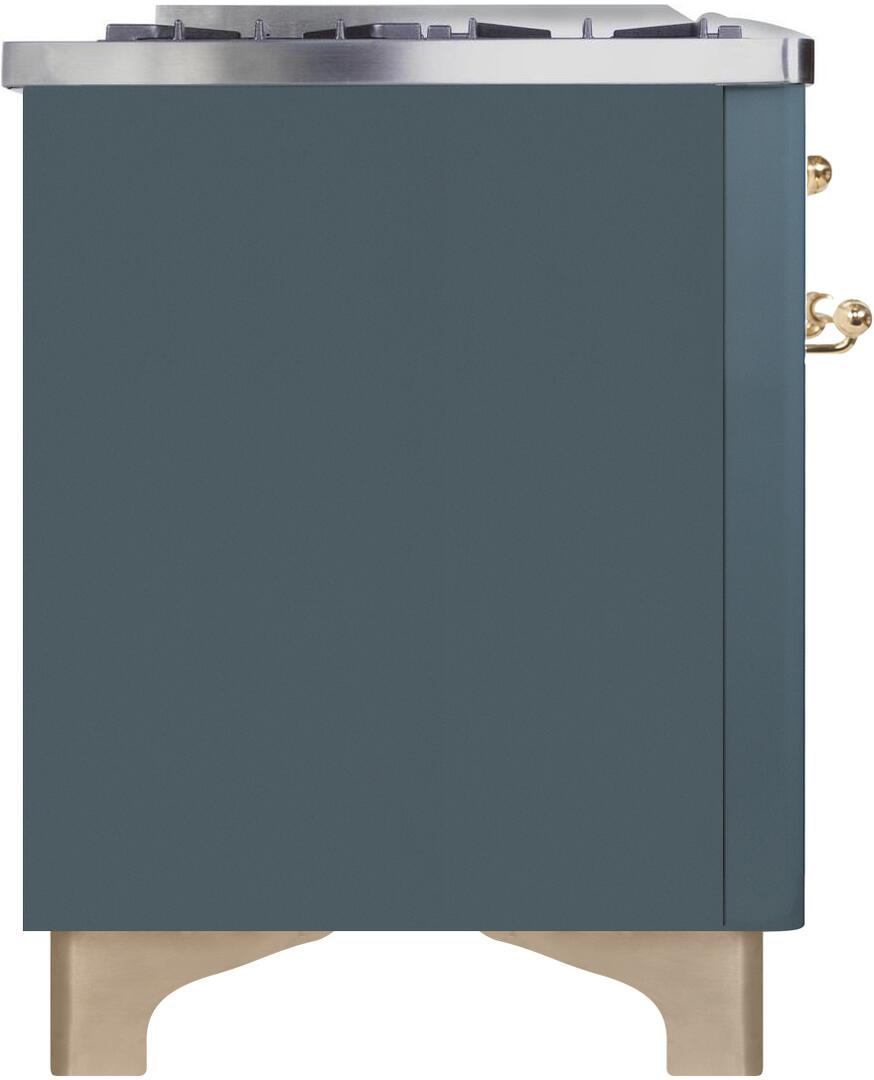 Majestic II 48 Inch Dual Fuel Natural Gas Freestanding Range in Blue Grey with Brass Trim