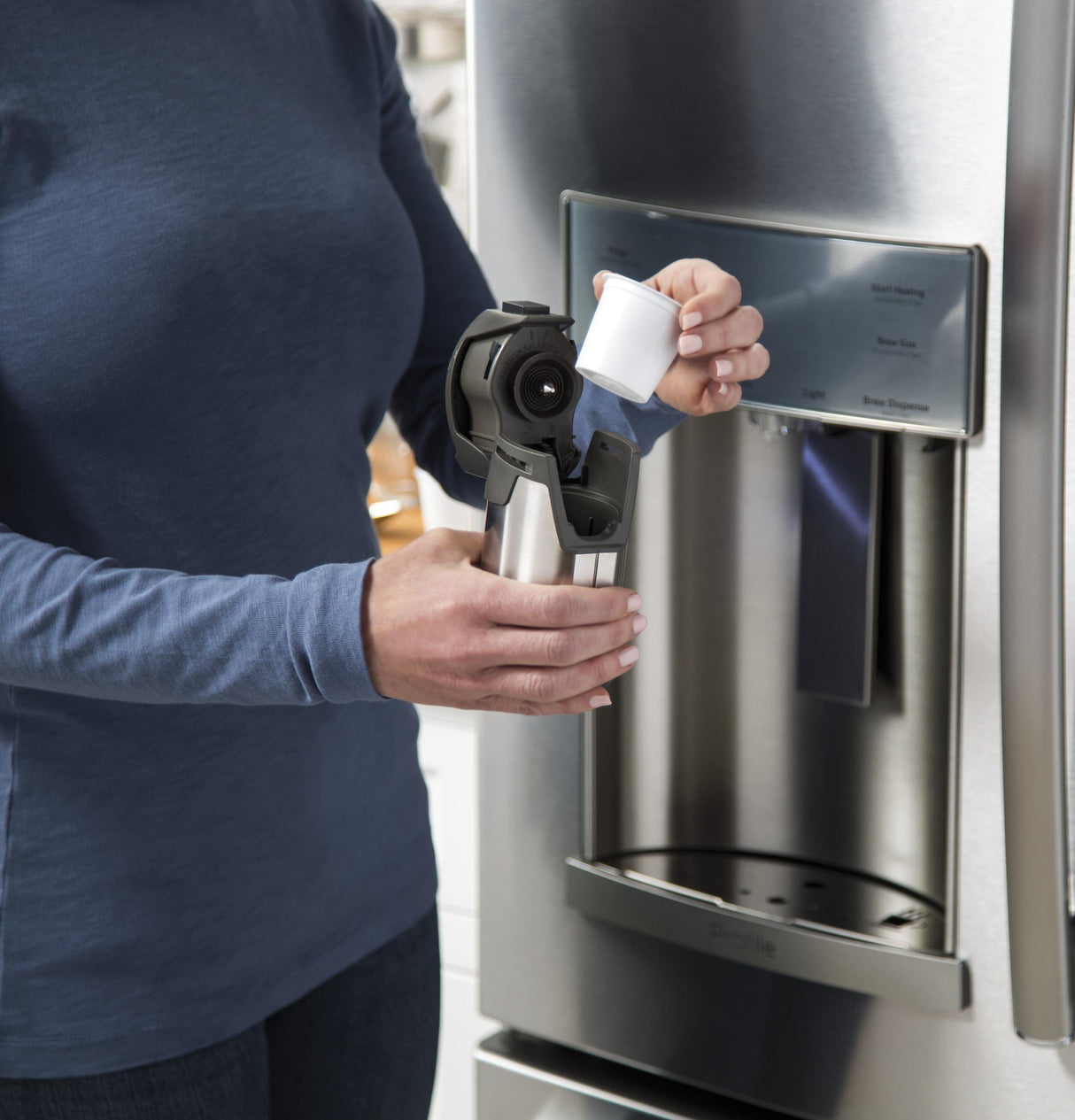 GE Profile™ Series ENERGY STAR® 22.1 Cu. Ft. Smart Counter-Depth French-Door Refrigerator with Keurig® K-Cup® Brewing System