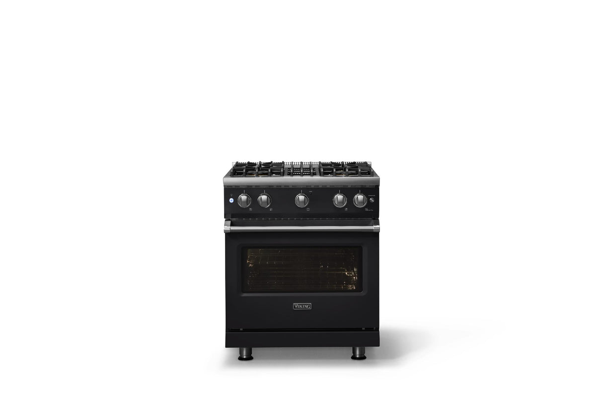 30"W. Sealed Burner Gas Range (Finish: Onyx, Trim: Polished Chrome, Fuel: Natural Gas)