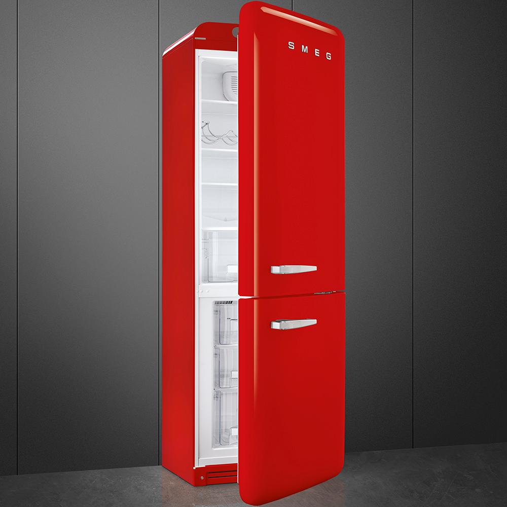 Approx 24" 50'S Style refrigerator with automatic freezer, Red, Right hand hinge