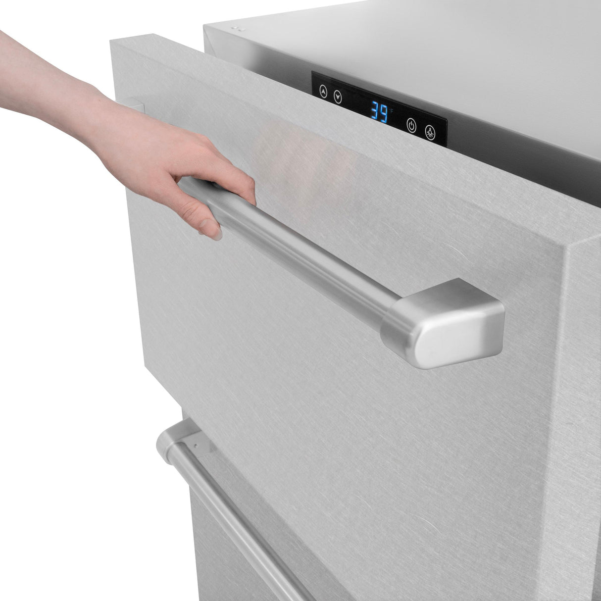 ZLINE 24 in. Touchstone 168 Can Outdoor-Rated Dual Refrigerator Drawer with DuraSnow' Stainless Steel Doors (RDSO-SN-24)