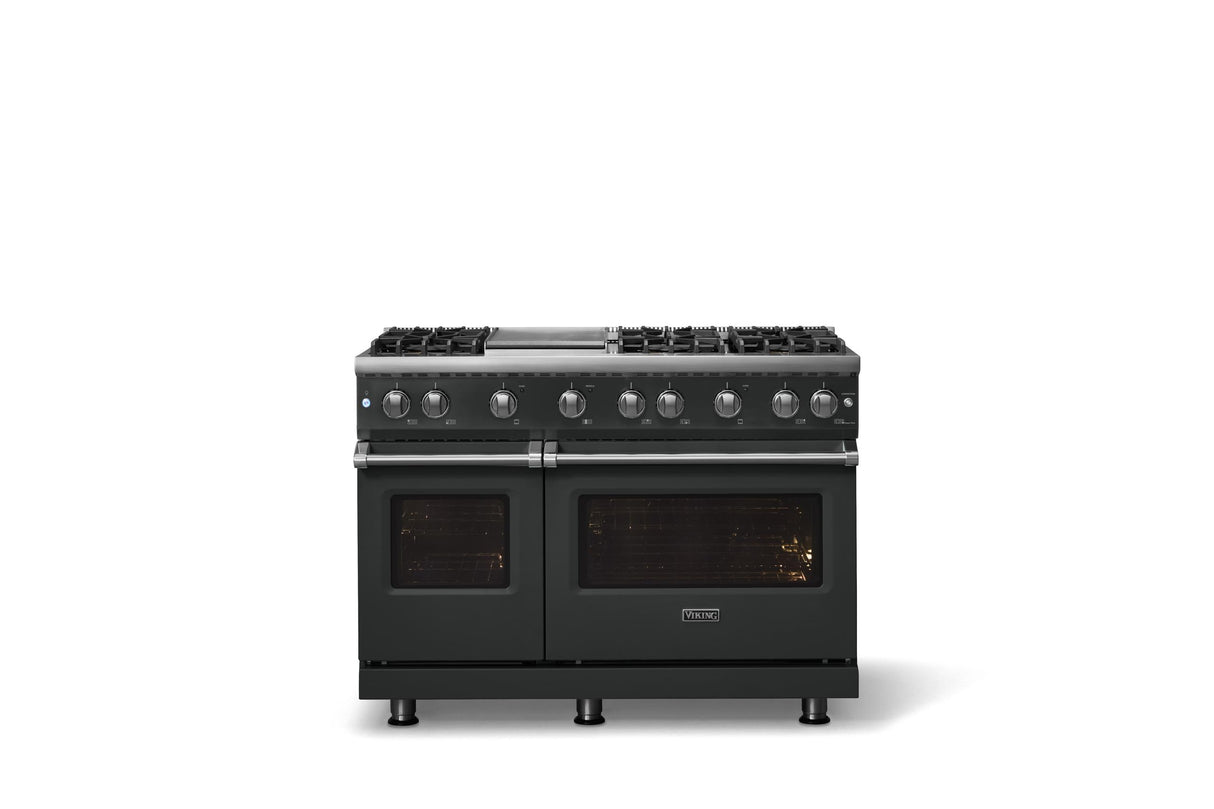 48"W. Sealed Burner Gas Range (Burner: 6g, Finish: Antique Bronze, Trim: Polished Chrome, Fuel: Natural Gas)