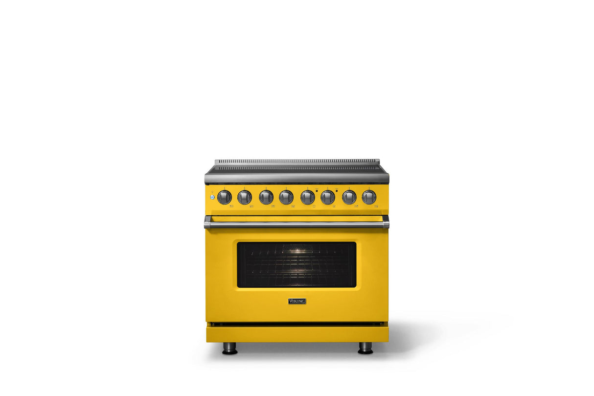 36"W. Induction Range (Finish: Daffodil, Trim: Polished Chrome)