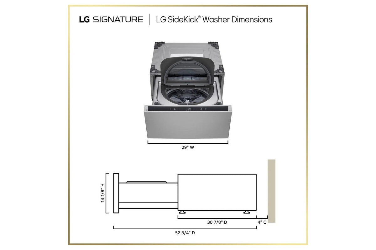 LG SIGNATURE 1.0 cu. ft. 29 Inch SideKick™ Pedestal Washer, LG TWINWash™ Compatible