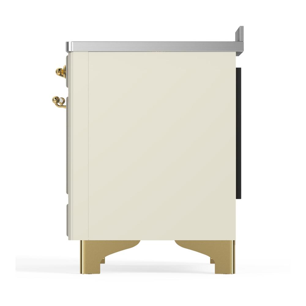 ILVE UMIB48NR3AWG Majestic III 48 inch Induction Range with 6 Elements, 5.02 cu. ft. Total Oven Capacity (Triple Glass Door, Antique White, Brass)