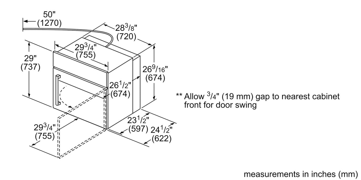 Benchmark™ Single Wall Oven 30'' Door hinge: Right, Stainless Steel