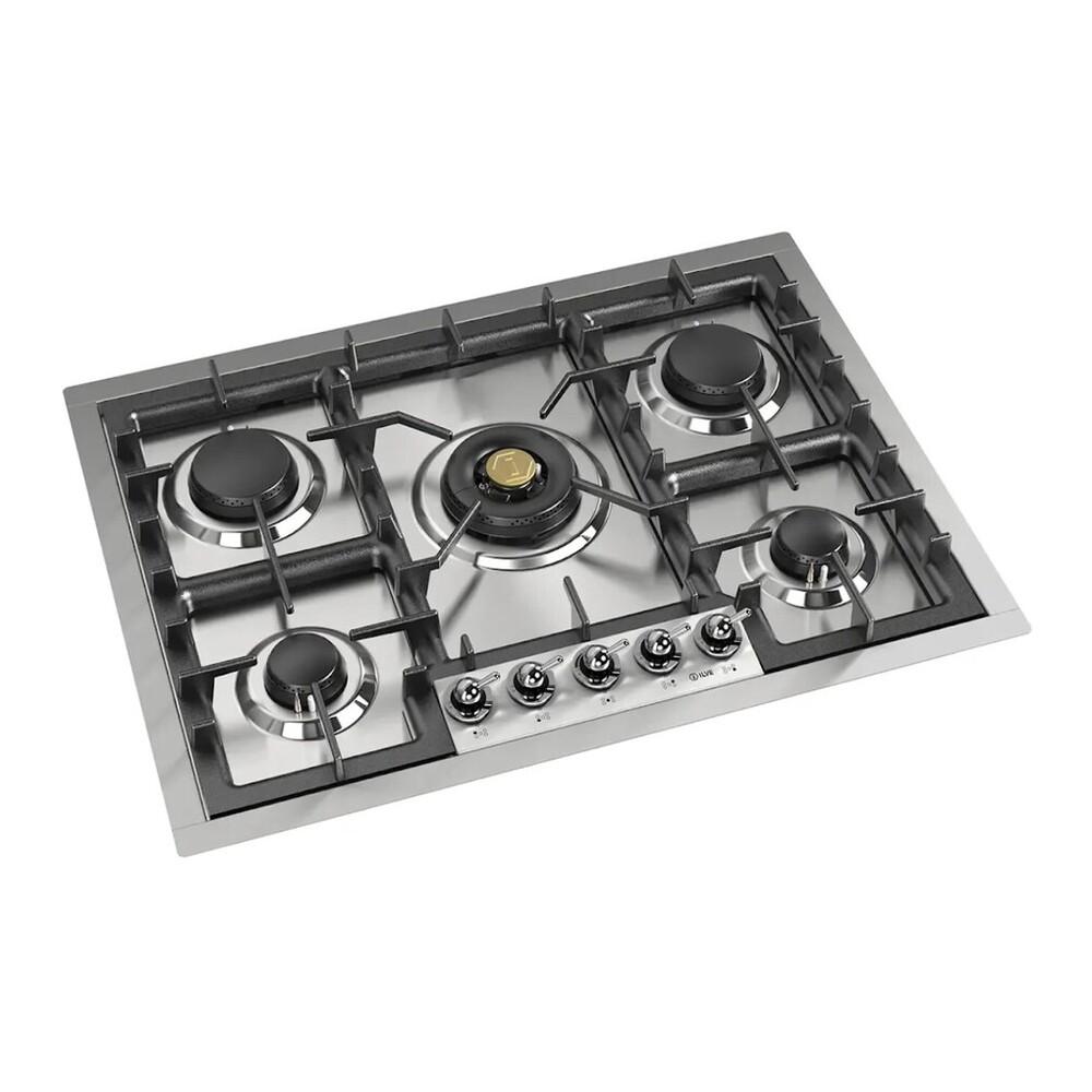 ILVE UHCPT75NSSCLP Nostalgie II 30 inch Built-In Gas Cooktop with 5 Burners, in Stainless Steel (Liquid Propane, Chrome)
