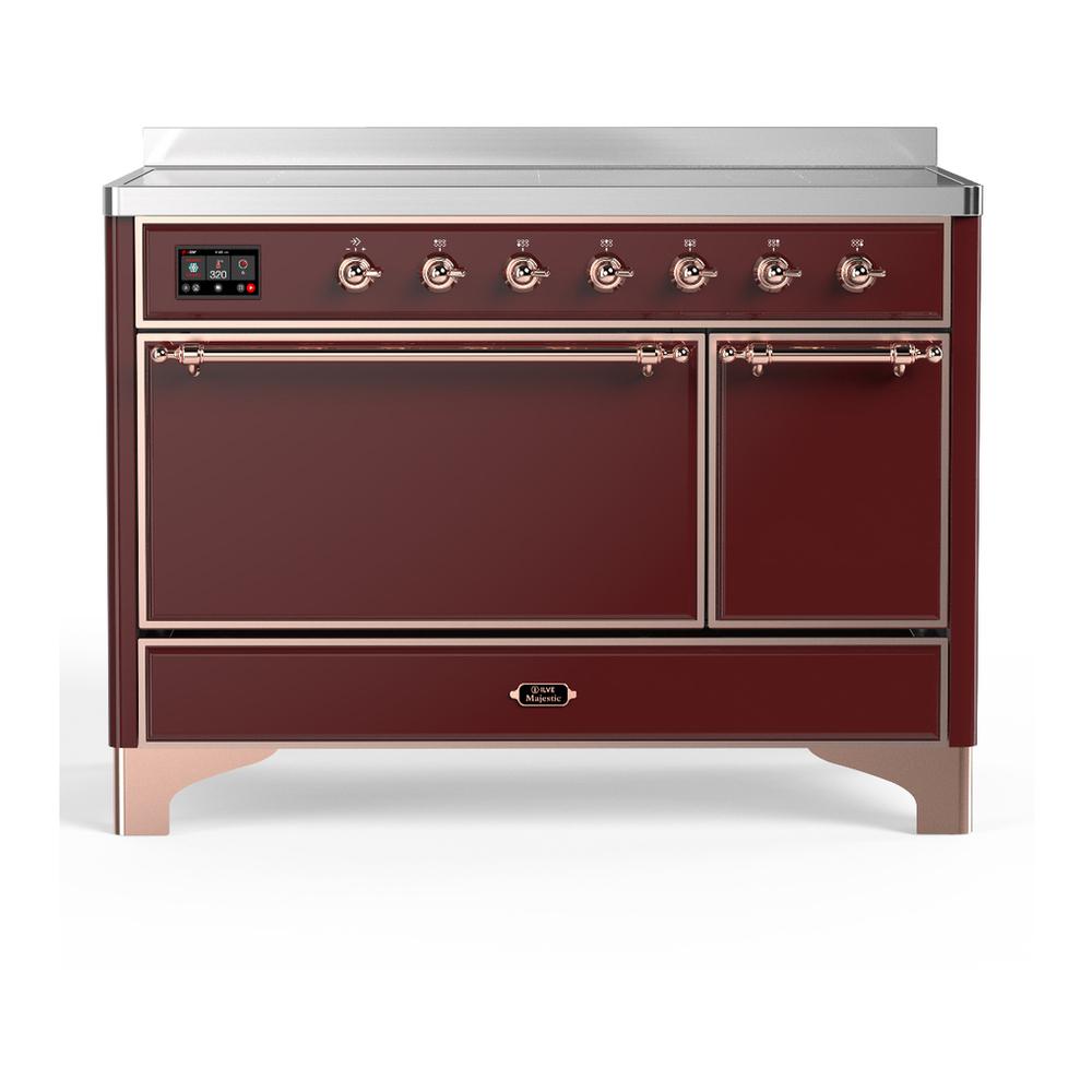ILVE UMIB48QNR3BUP Majestic III 48 inch Induction Range with 6 Elements, 5.02 cu. ft. Total Oven Capacity (Solid Door, Burgundy, Copper)