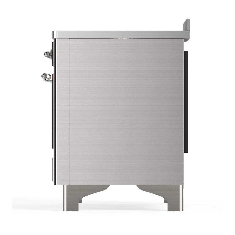 ILVE UMIB48QNR3SSC Majestic III 48 inch Induction Range with 6 Elements, 5.02 cu. ft. Total Oven Capacity (Solid Door, Stainless Steel, Chrome)