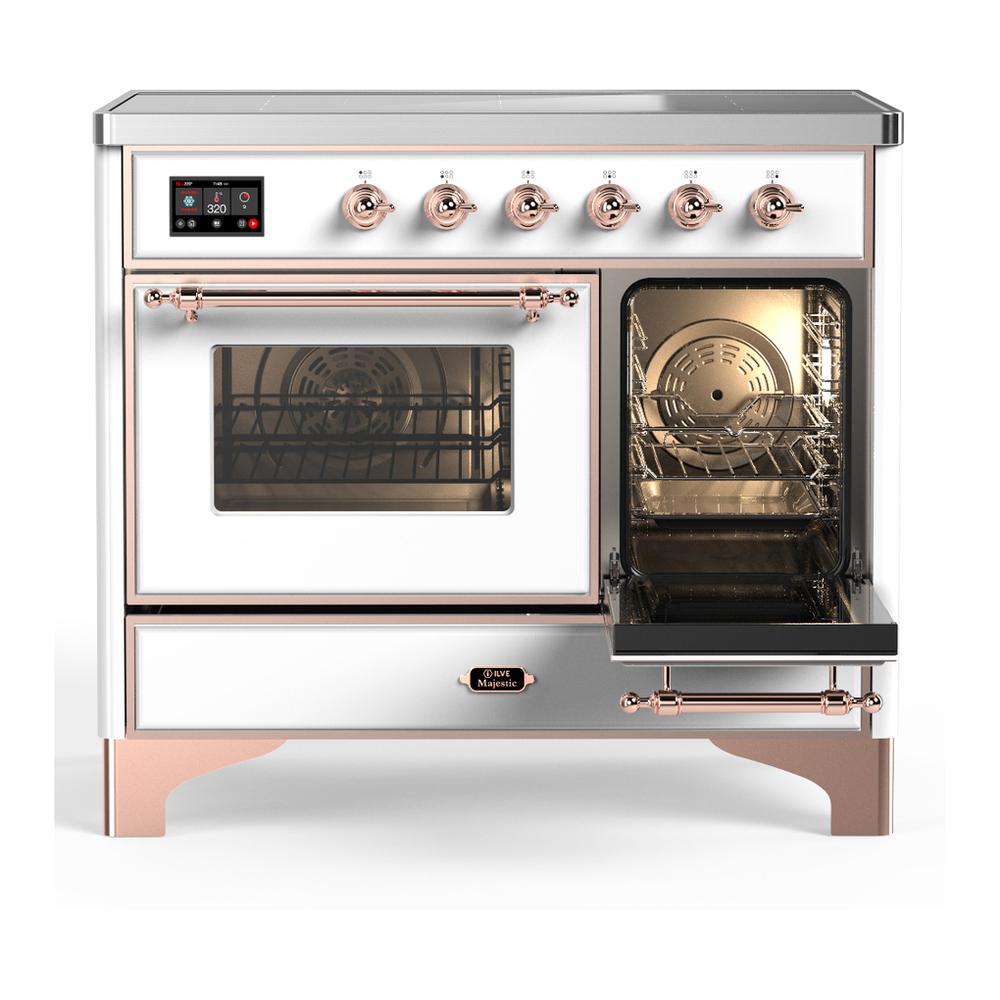 ILVE UMDIB40NR3WHP Majestic III 40 inch Induction Range with 6 Elements, 3.82 cu. ft. Total Oven Capacity (Triple Glass Door, White, Copper)