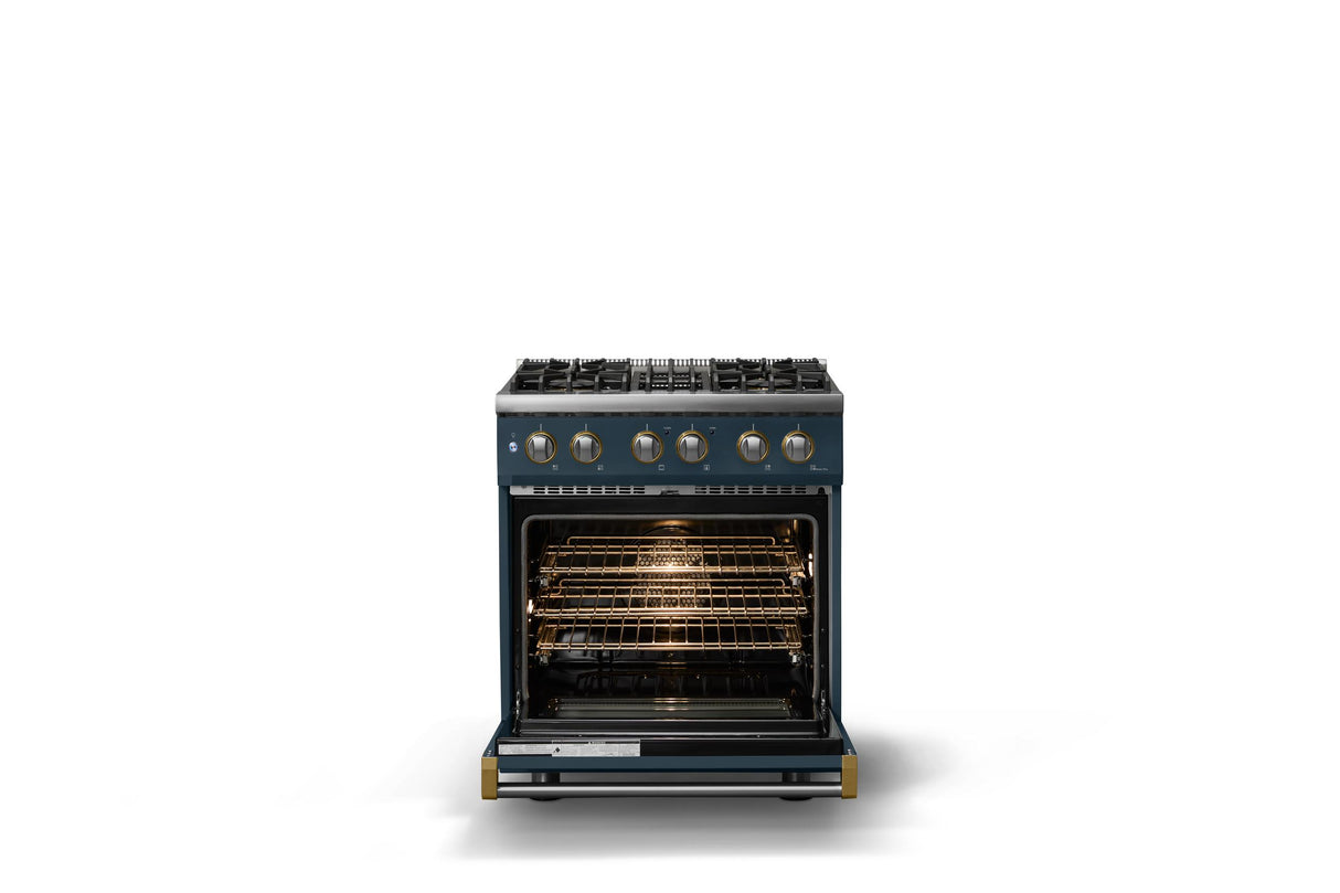 30"W. Dual Fuel Range (Finish: Squall, Trim: Polished Chrome, Fuel: Propane)