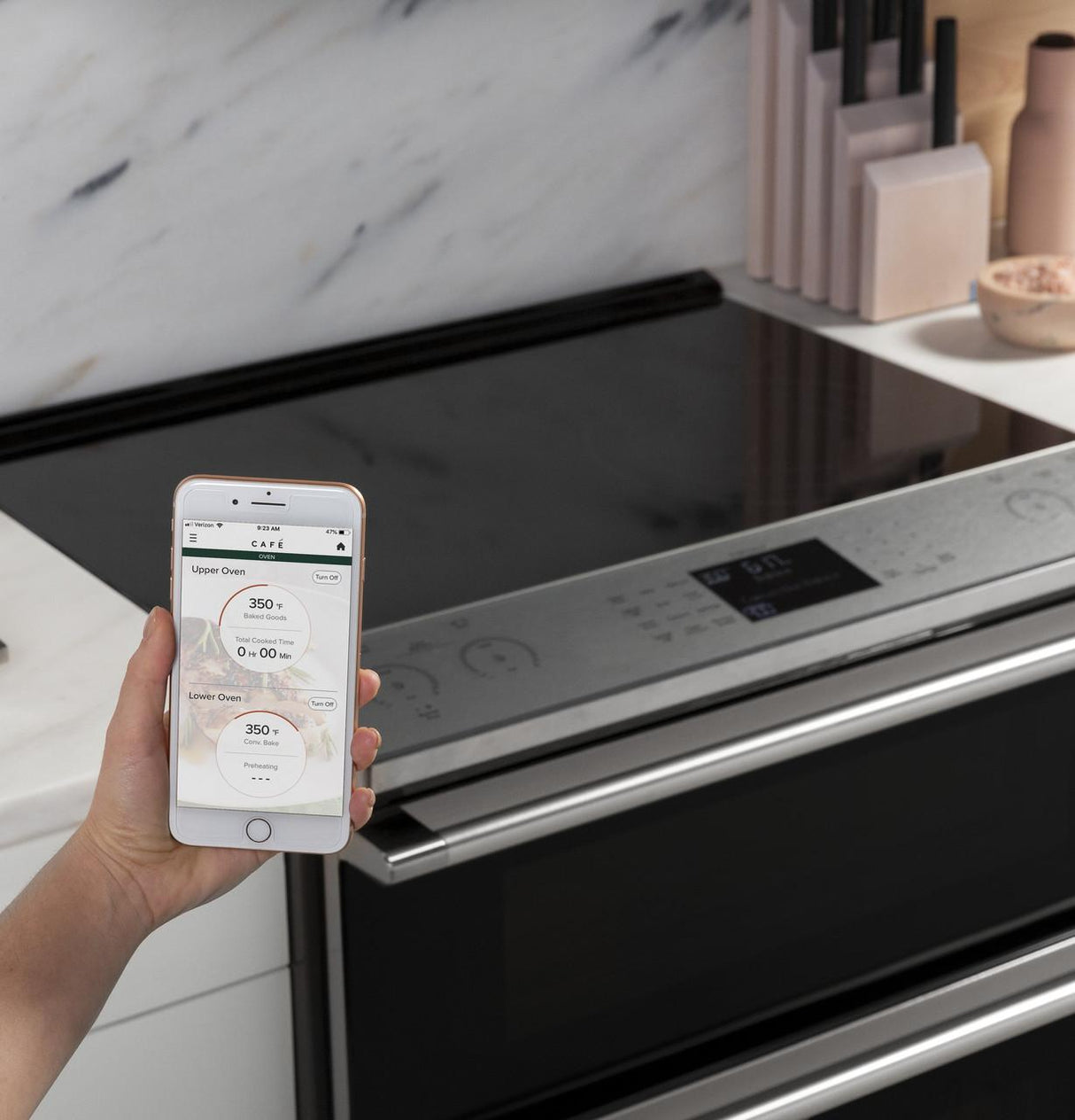 Café™ 30" Smart Slide-In, Front-Control, Induction and Convection Range in Platinum Glass