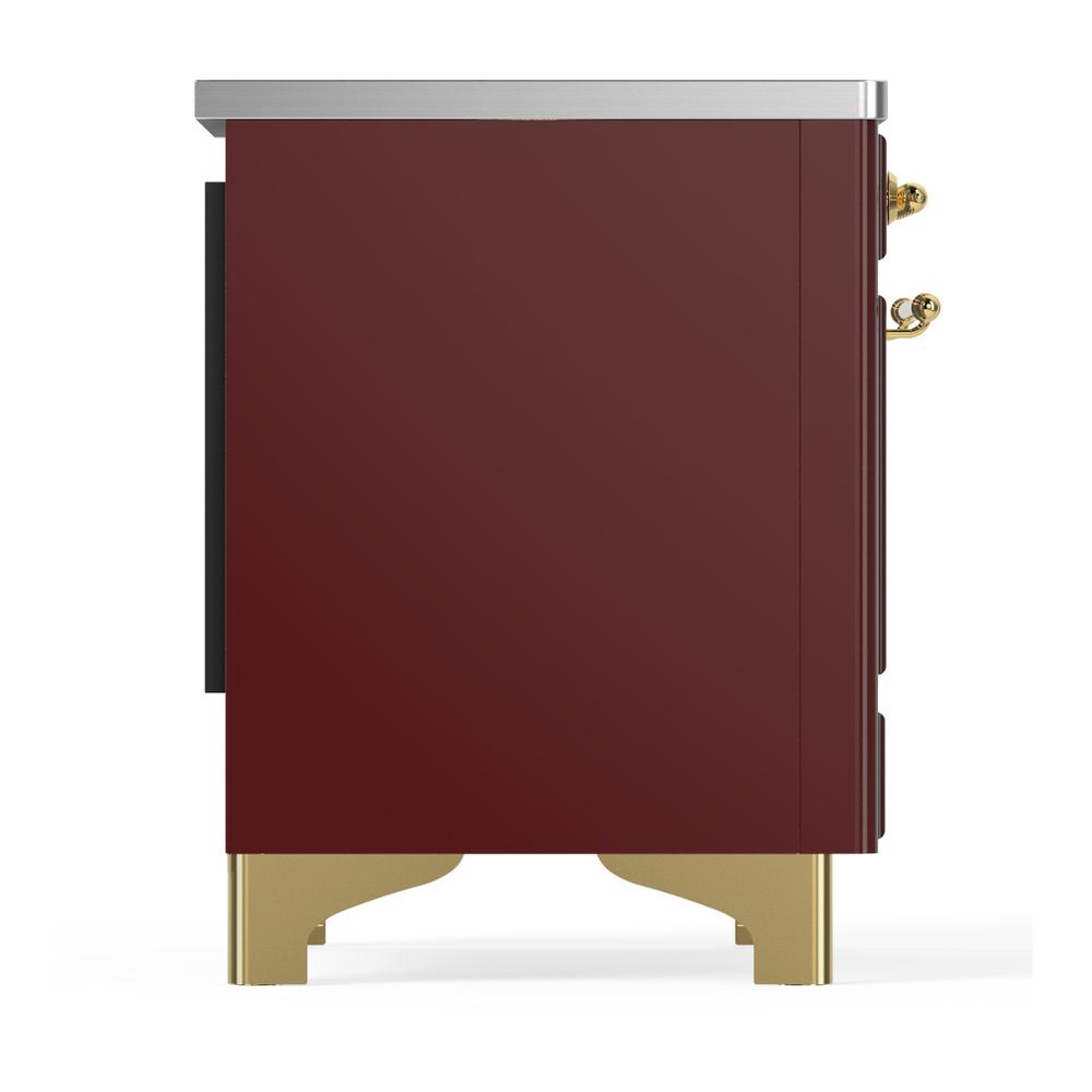 ILVE UMDIB40QNR3BUG Majestic III 40 inch Induction Range with 6 Elements, 3.82 cu. ft. Total Oven Capacity (Solid Door, Burgundy, Brass)