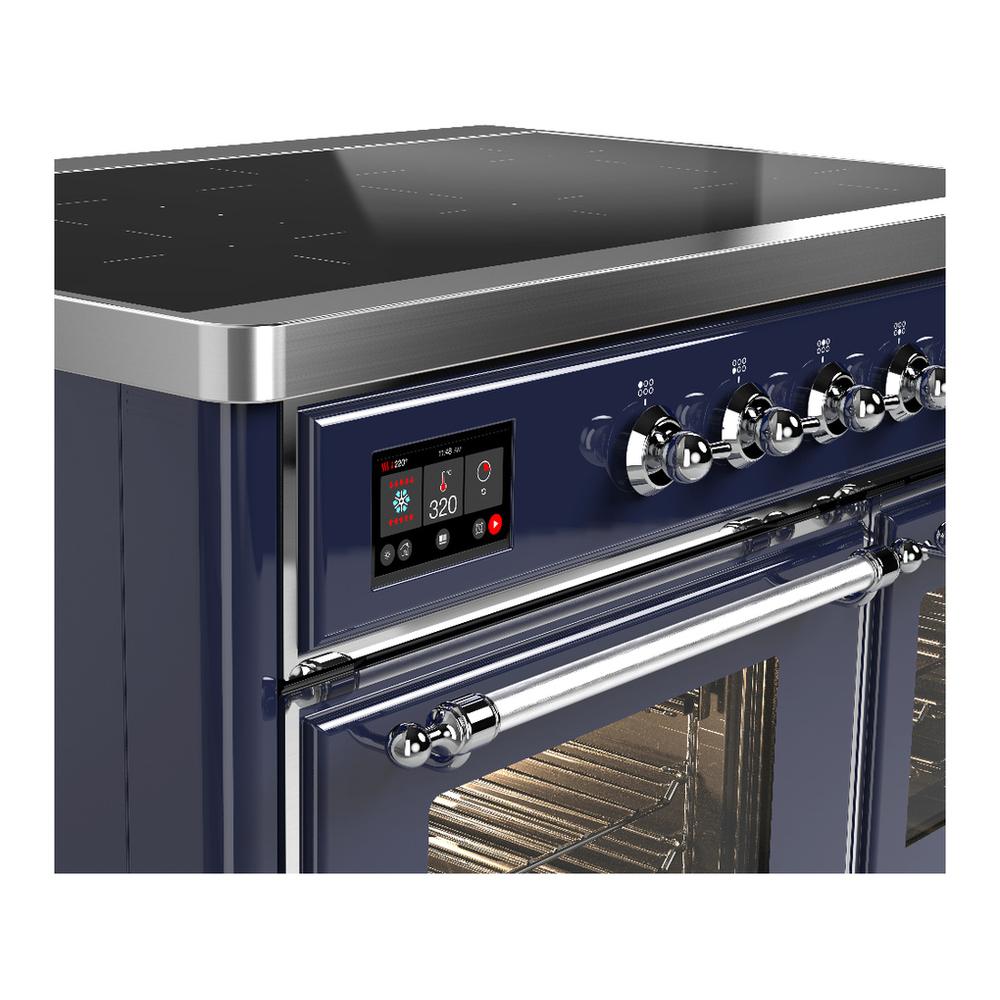 ILVE UMDIB40NR3MBC Majestic III 40 inch Induction Range with 6 Elements, 3.82 cu. ft. Total Oven Capacity (Triple Glass Door, Midnight Blue, Chrome)