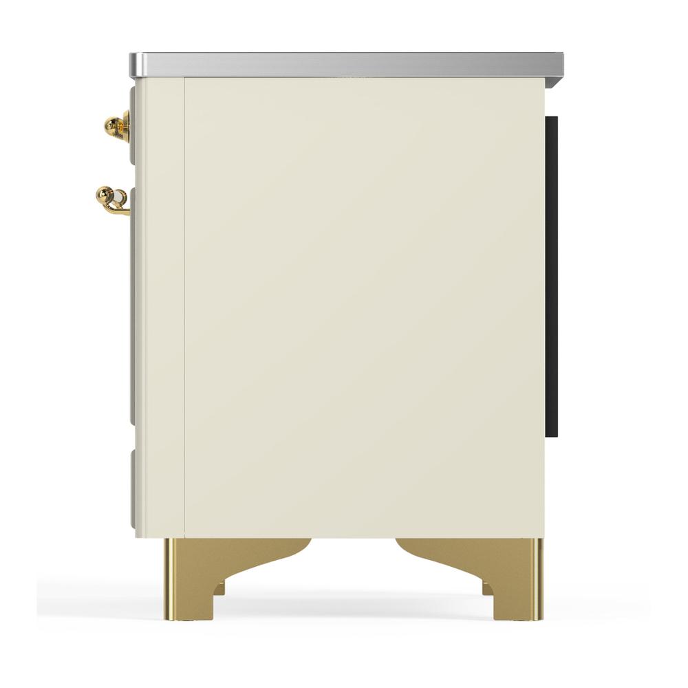 ILVE UMDIB40NR3AWG Majestic III 40 inch Induction Range with 6 Elements, 3.82 cu. ft. Total Oven Capacity (Triple Glass Door, Antique White, Brass)