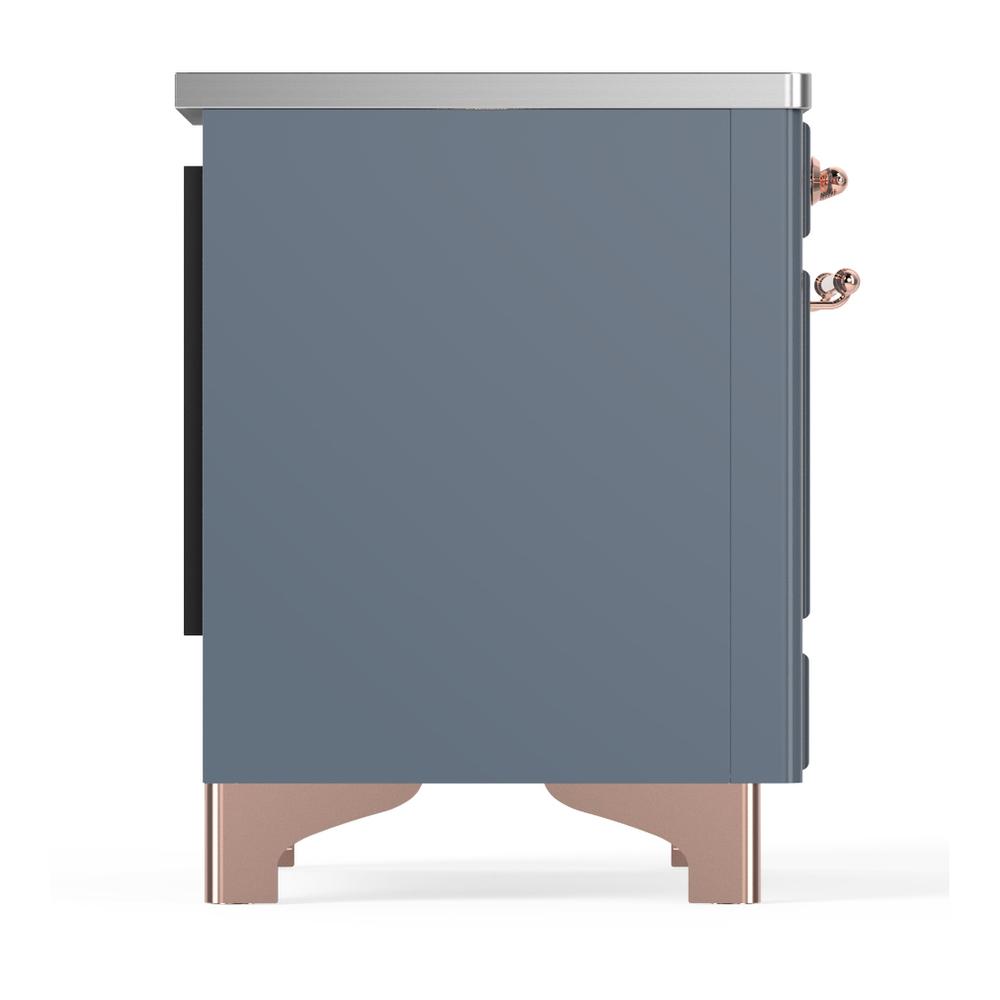 ILVE UMDIB40QNR3BGP Majestic III 40 inch Induction Range with 6 Elements, 3.82 cu. ft. Total Oven Capacity (Solid Door, Blue Grey, Copper)