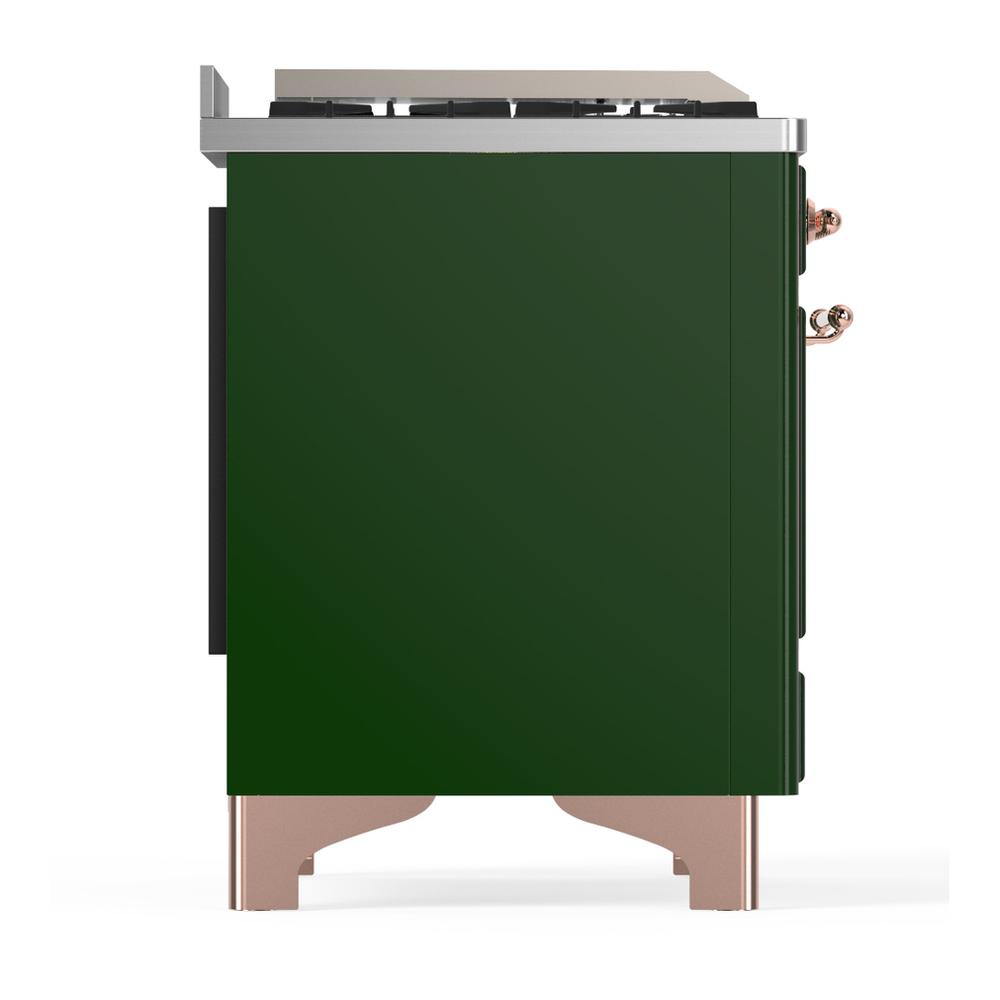 ILVE UM60FNR3EGP Majestic III 60 inch Dual Fuel Range with 9 Burners and Griddle, Dual Function Burner up to 25,000 BTU (Natural Gas, Triple Glass Door, Emerald Green, Copper)
