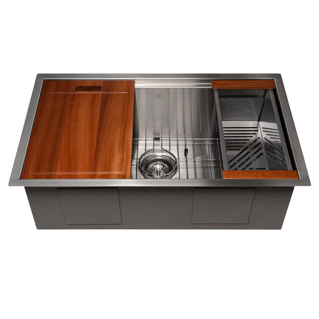 ZLINE 30 in. Garmisch Undermount Single Bowl Stainless Steel Kitchen Sink with Bottom Grid and Accessories (SLS-30)