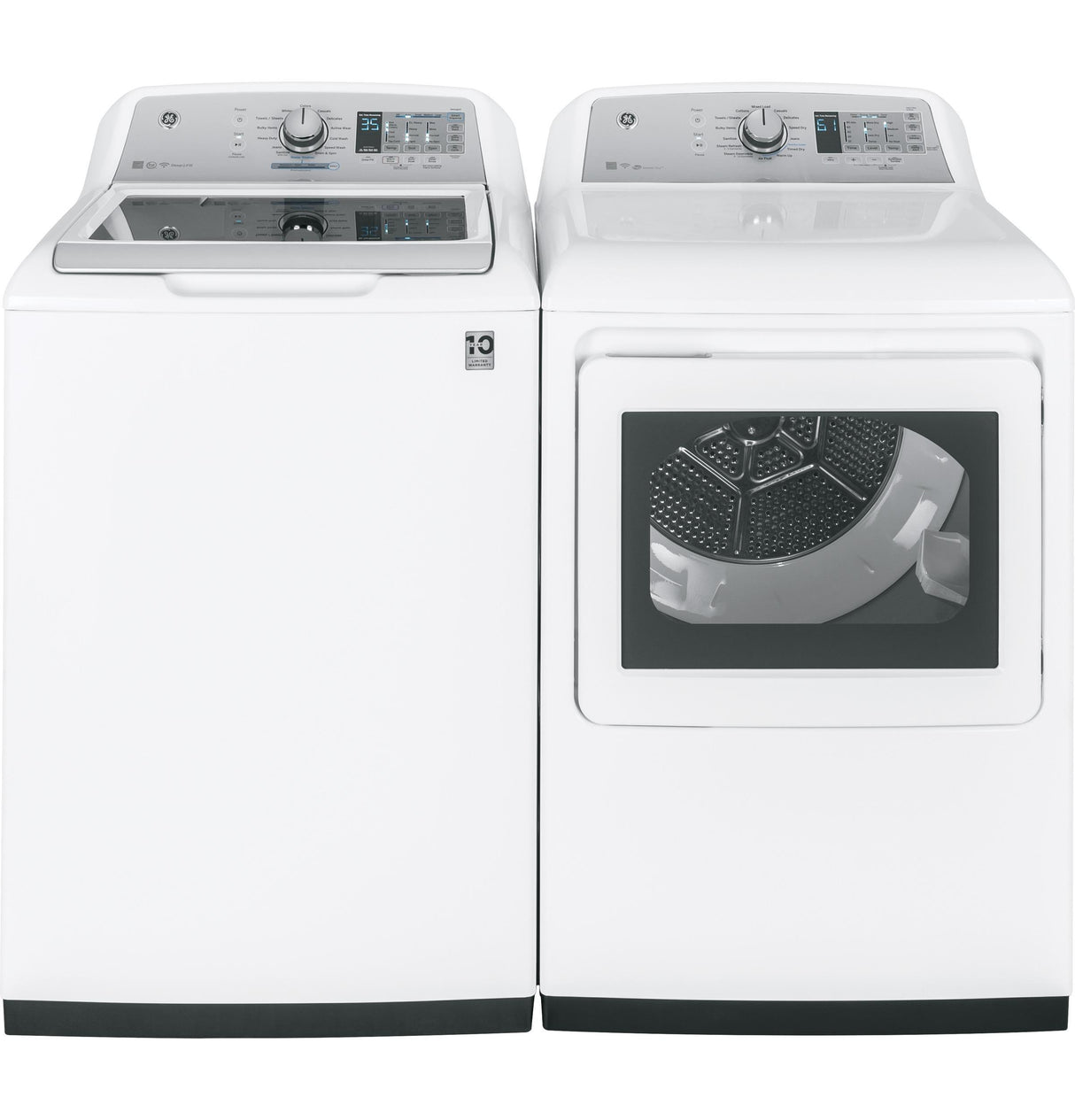 GE® 7.4 cu. ft. Capacity Smart aluminized alloy drum Gas Dryer with HE Sensor Dry