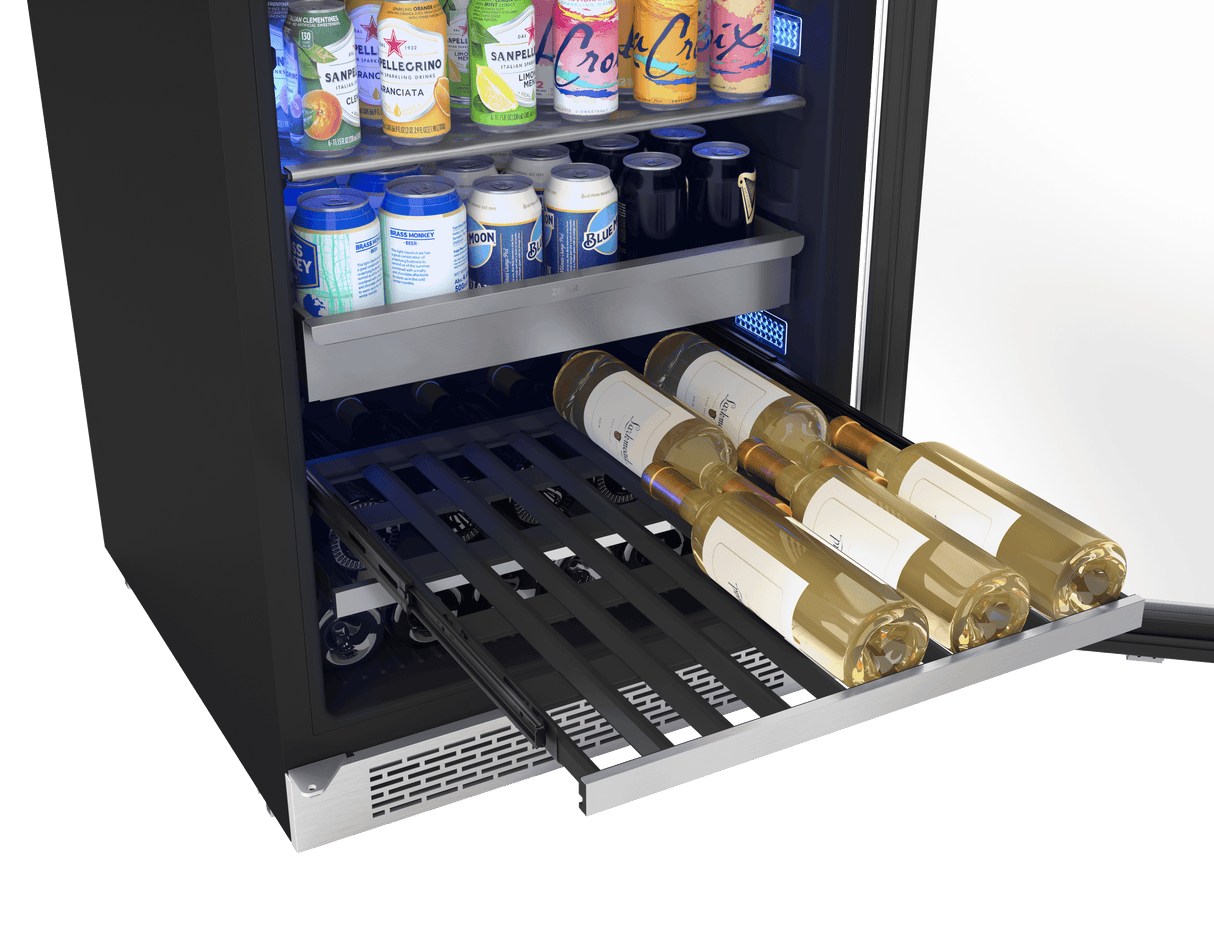 Presrv Beverage Cooler, 24in Full Size, SS+Glass, Reversible Door, 1 Zone