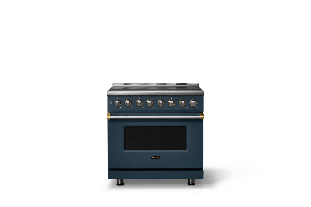 36"W. Induction Range (Finish: Squall, Trim: Brushed Brass)
