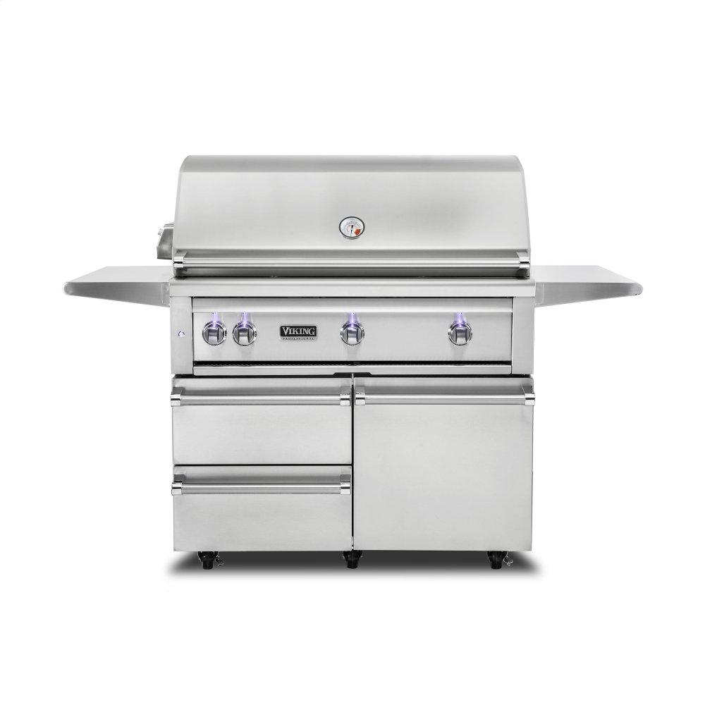 42"W. Freestanding Grill with ProSear Burner and Rotisserie, Propane Gas