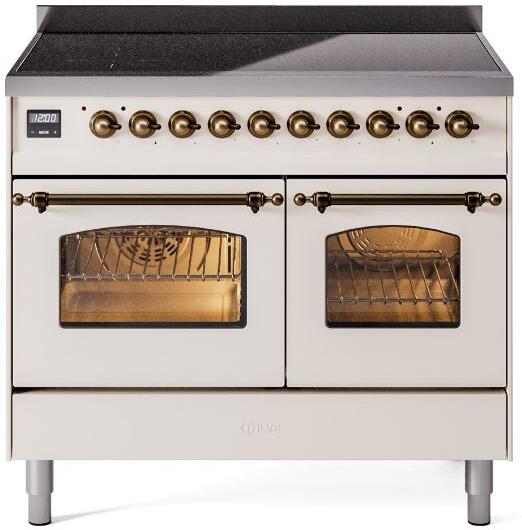 Nostalgie II 40 Inch Electric Freestanding Range in Antique White with Bronze Trim
