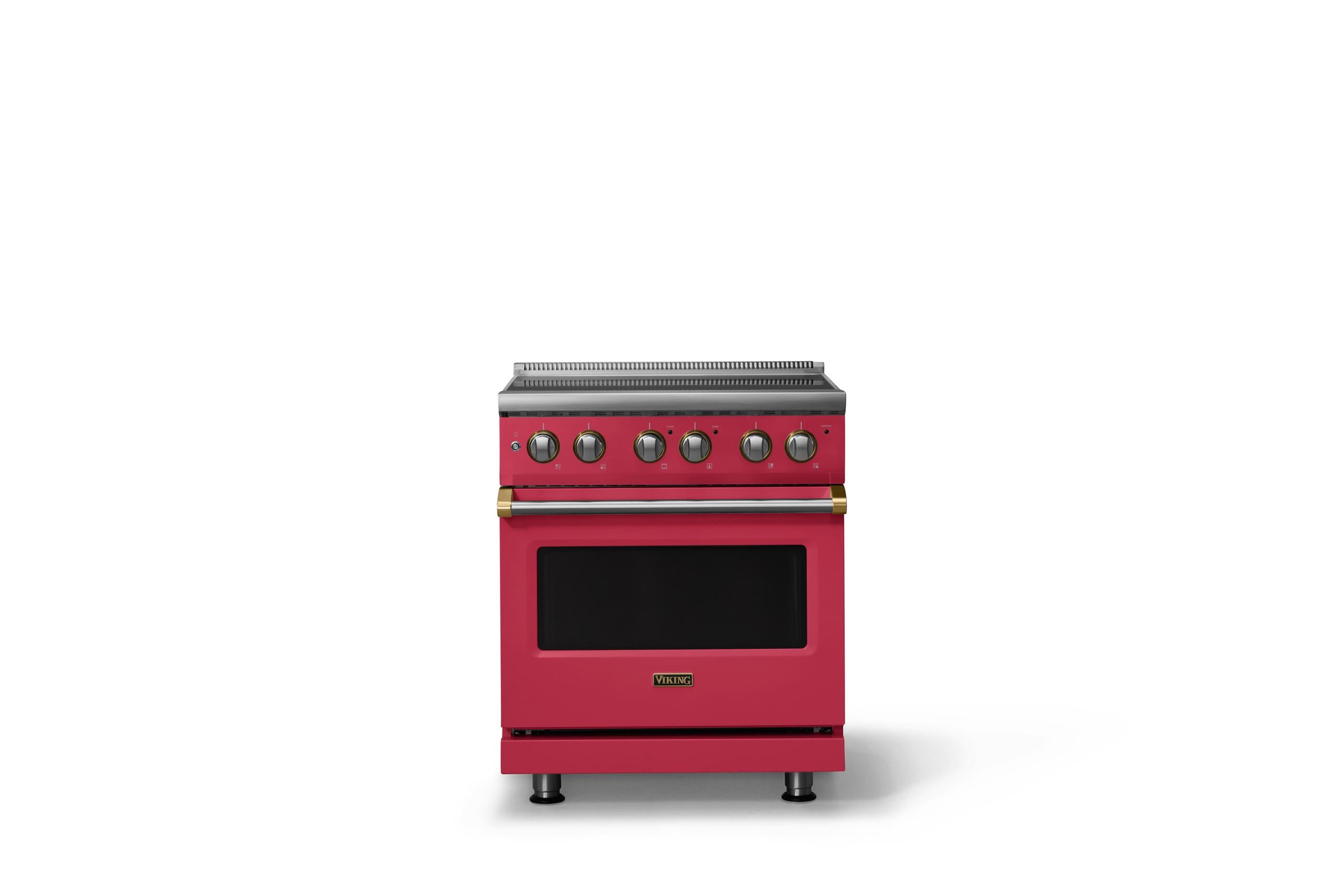 30"W. Electric Range (Finish: Valentine, Trim: Brushed Brass)