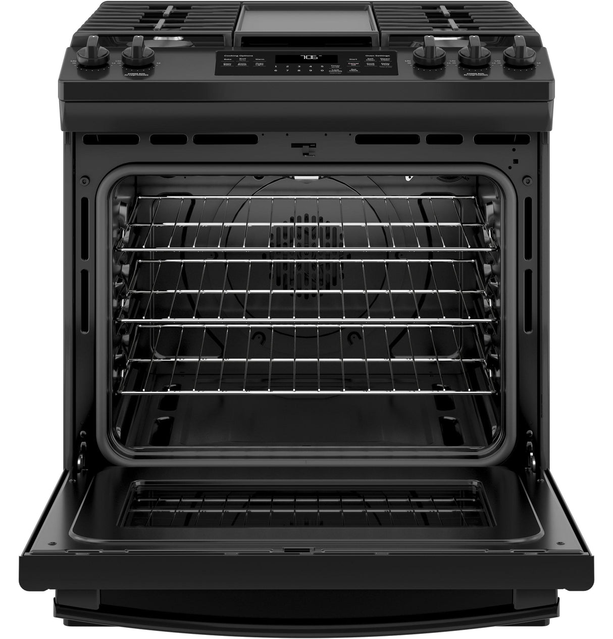 GE® 30" Slide-In Front-Control Convection Gas Range