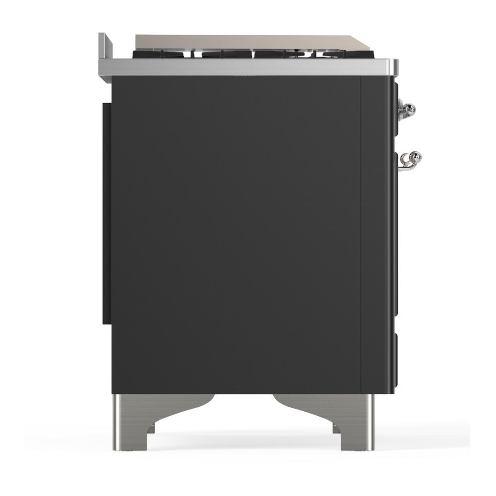 ILVE UM60FQNR3MGCLP Majestic III 60 inch Dual Fuel Range with 9 Burners and Griddle, Dual Function Burner up to 25,000 BTU (Liquid Propane, Solid Door, Graphite Matte, Chrome)