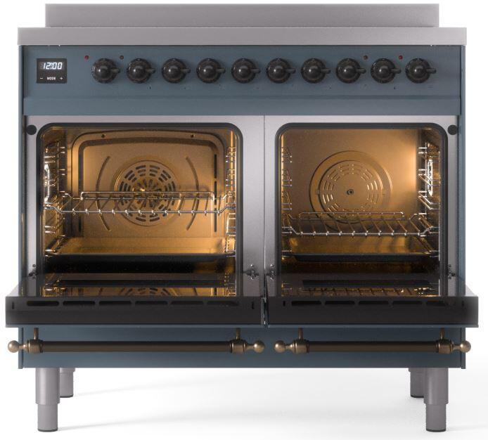 Nostalgie II 40 Inch Electric Freestanding Range in Blue Grey with Bronze Trim