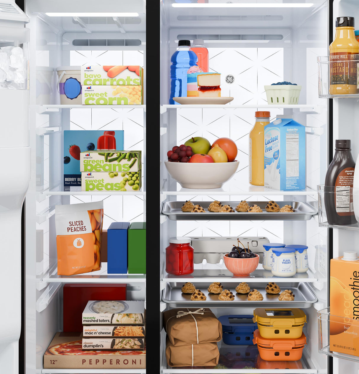 GE® 27.7 Cu. Ft. Side-By-Side Refrigerator with LED Light Walls and Extra Tall Dispenser