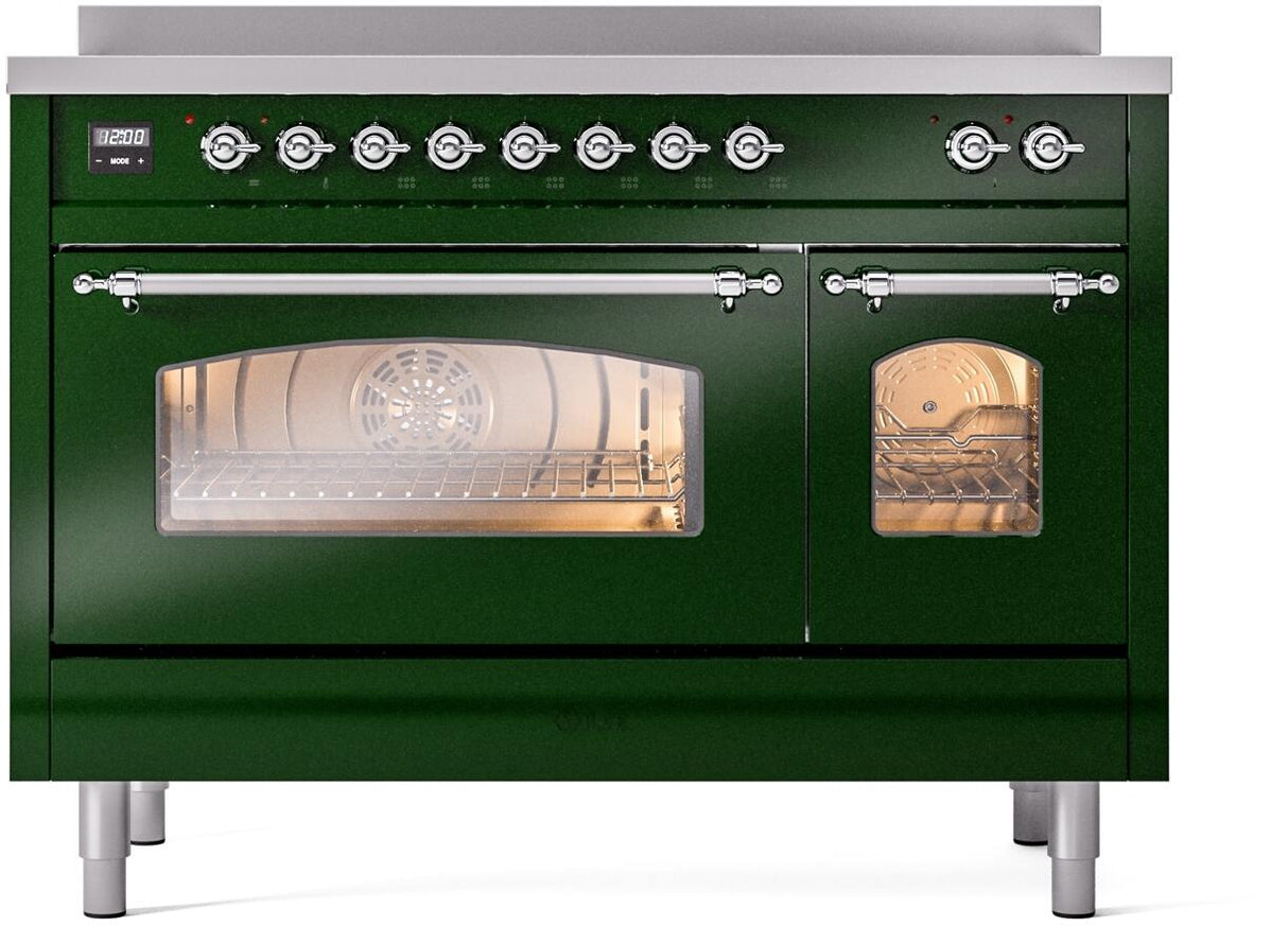 Nostalgie II 48 Inch Electric Freestanding Range in Emerald Green with Chrome Trim