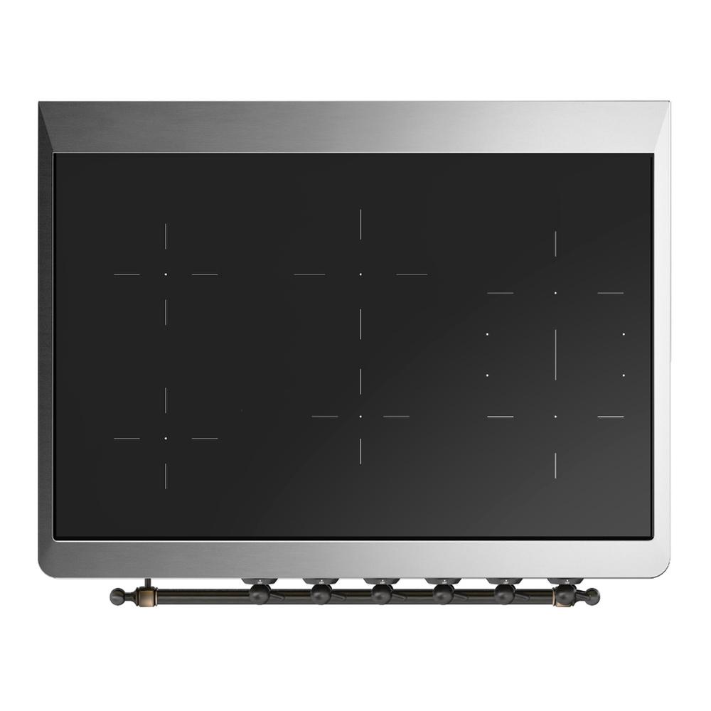 ILVE UMIB36NR3SSB Majestic III 36 inch Induction Range with 6 Elements, 3.5 cu. ft. Total Oven Capacity (Triple Glass Door, Stainless Steel, Burnished)