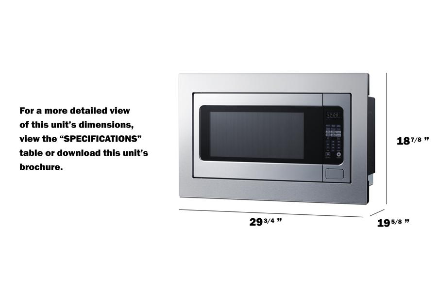 30" Wide Built-in Microwave (trim Kit Included)