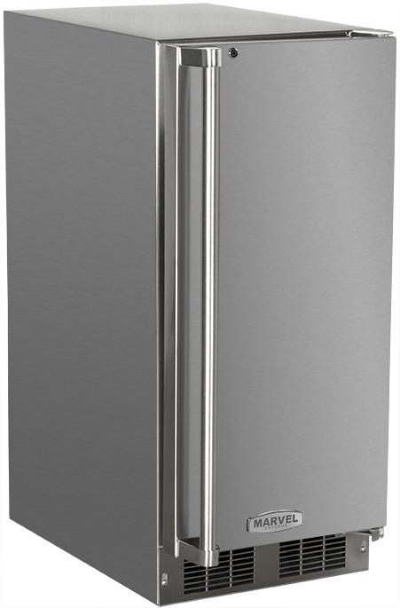 Marvel 15" Outdoor Clear Ice Machine - Solid Stainless Steel Door, Left Hinge
