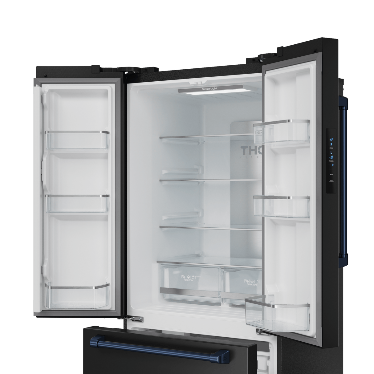 30 Inch 17.5 Cu Ft French Door Counter Depth Refrigerator With Ice Maker In Black/navy Blue Gordon Ramsay Series