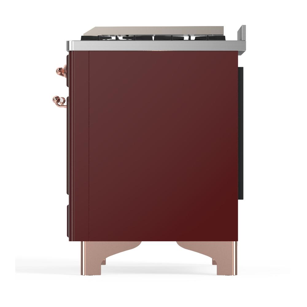 ILVE UM48FQNR3BUP Majestic III 48 inch Dual Fuel Range with 8 Burners and Griddle, Dual Function Burner up to 25,000 BTU (Natural Gas, Solid Door, Burgundy, Copper)