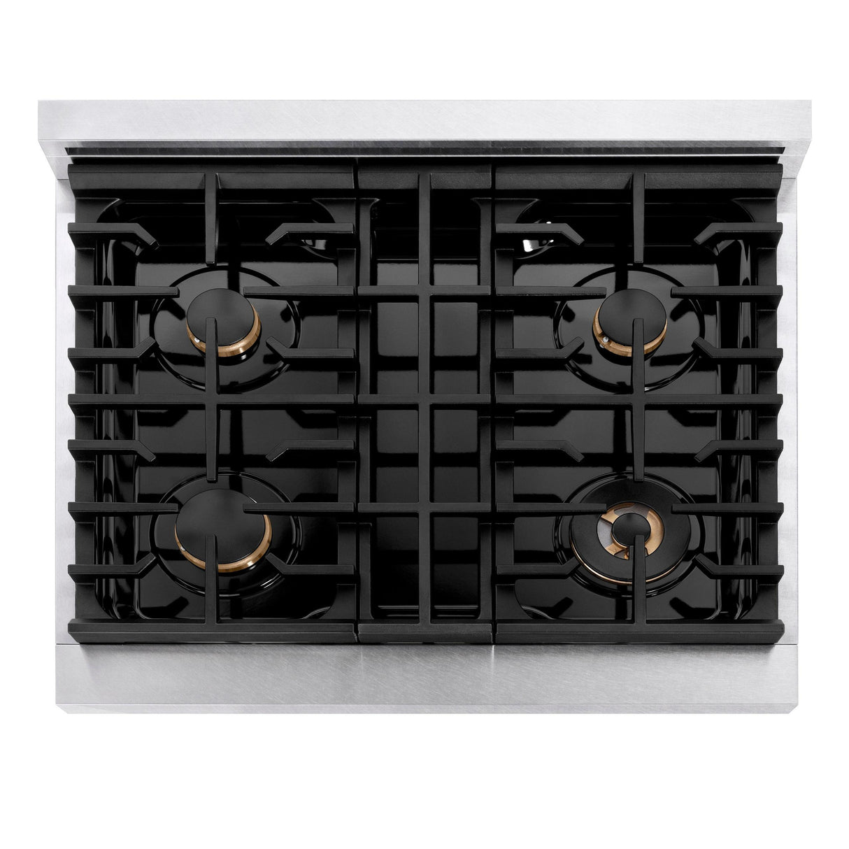 ZLINE 30 in. Autograph Edition Paramount Gas Rangetop with 4 Burners and Porcelain Cooktop in DuraSnow' Stainless Steel with Polished Gold Accents (SRTSZ-30-G)