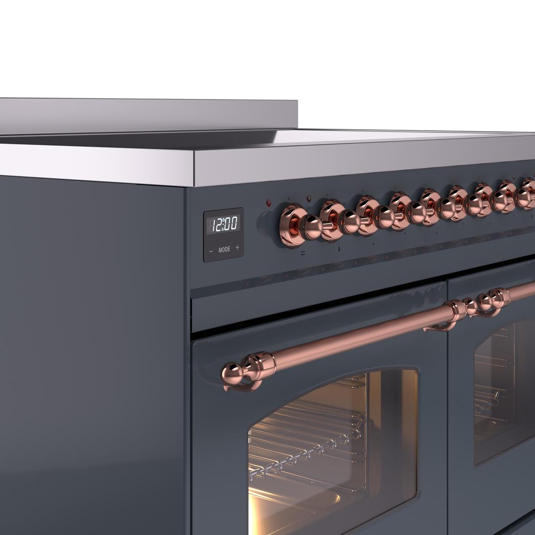 Nostalgie II 40 Inch Electric Freestanding Range in Blue Grey with Copper Trim