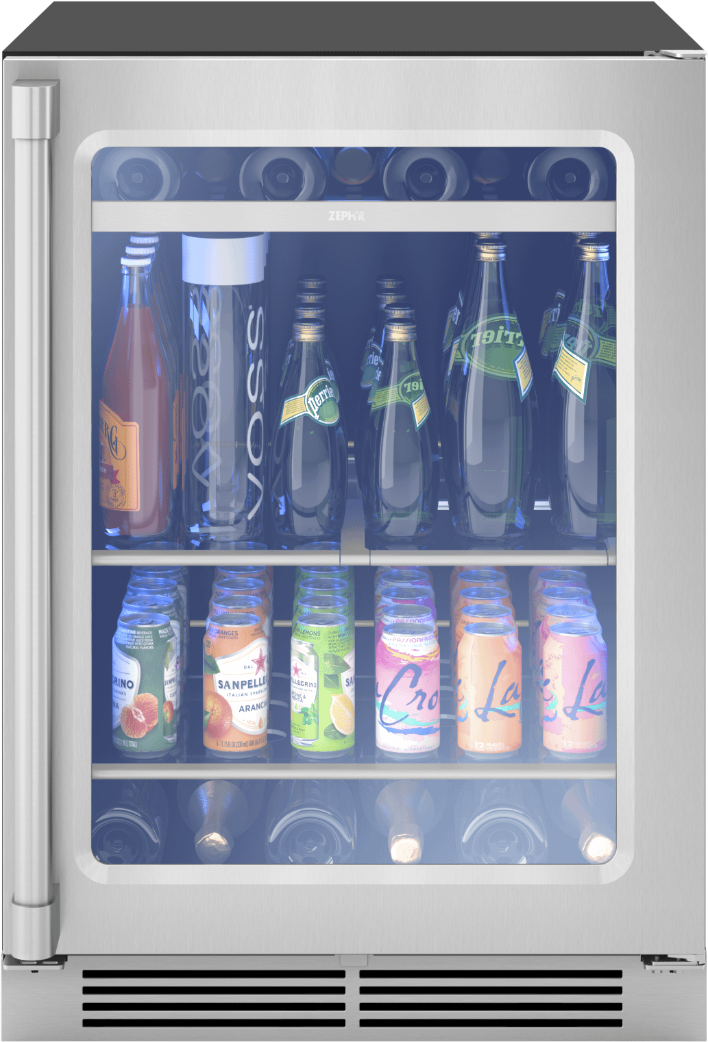 Presrv Pro Beverage Cooler, 24in Under Cabinet, SS+Glass, Reverse Door, 1 Zone