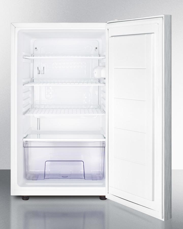 Commercially Listed 20" Wide Built-in Undercounter All-refrigerator, Auto Defrost With A Stainless Steel Door, Horizontal Handle and White Cabinet