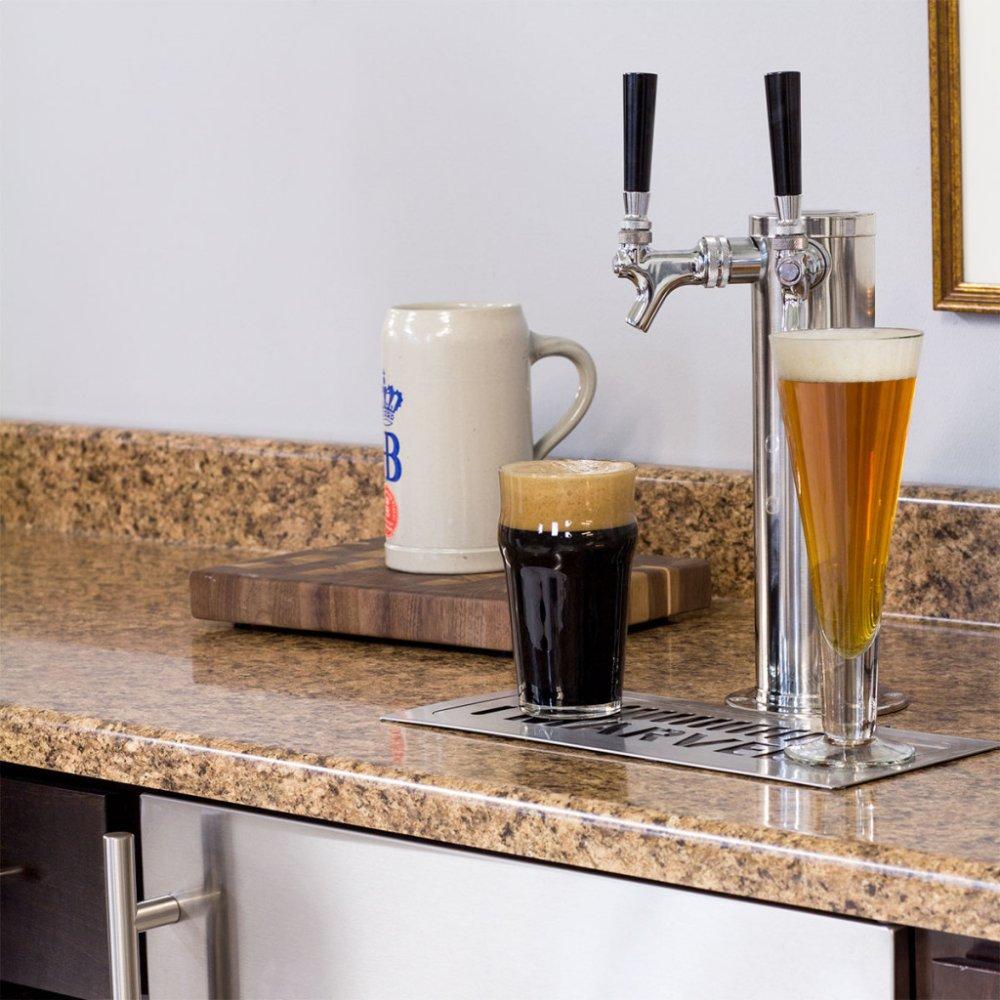 Marvel Built-In Indoor Twin Tap Beer Dispenser - Solid Stainless Steel Door - Right Hinge