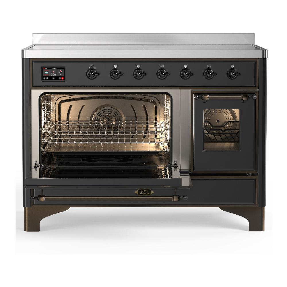 ILVE UMIB48NR3MGB Majestic III 48 inch Induction Range with 6 Elements, 5.02 cu. ft. Total Oven Capacity (Triple Glass Door, Graphite Matte, Burnished)