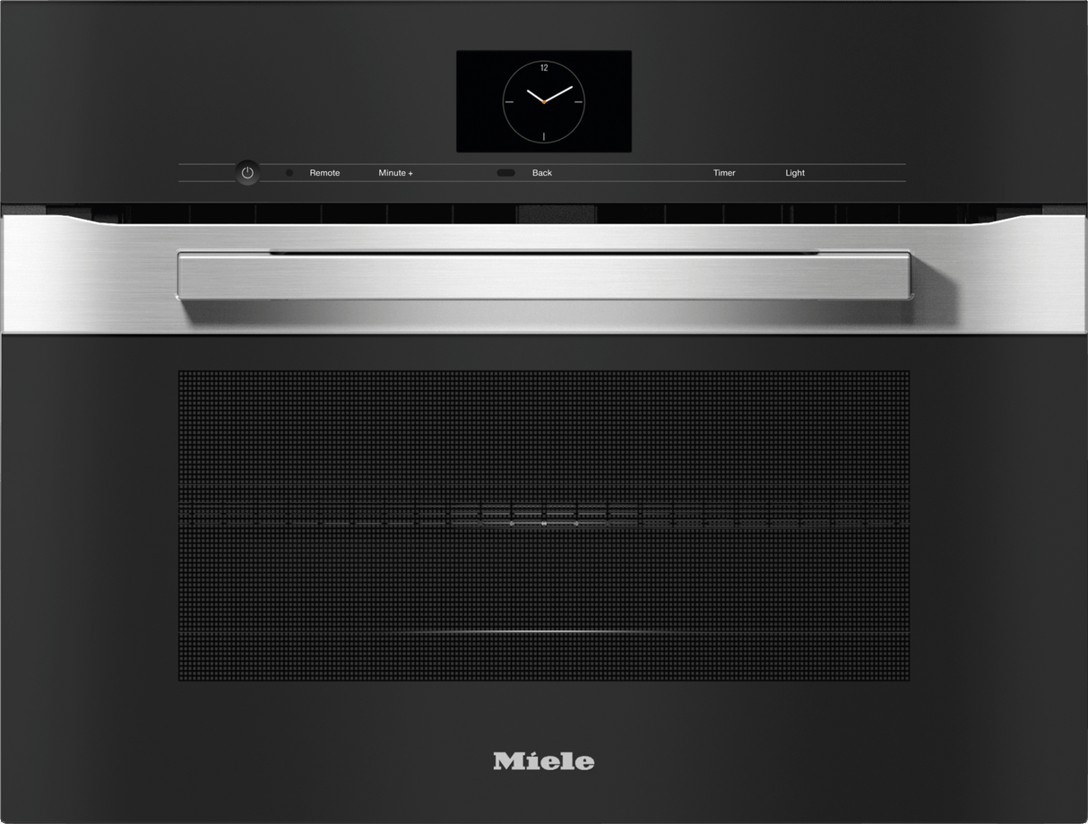 H 7640 BM AM Clean Touch Steel - 24" compact speed oven in a perfectly combinable design with automatic programs and roast probe.