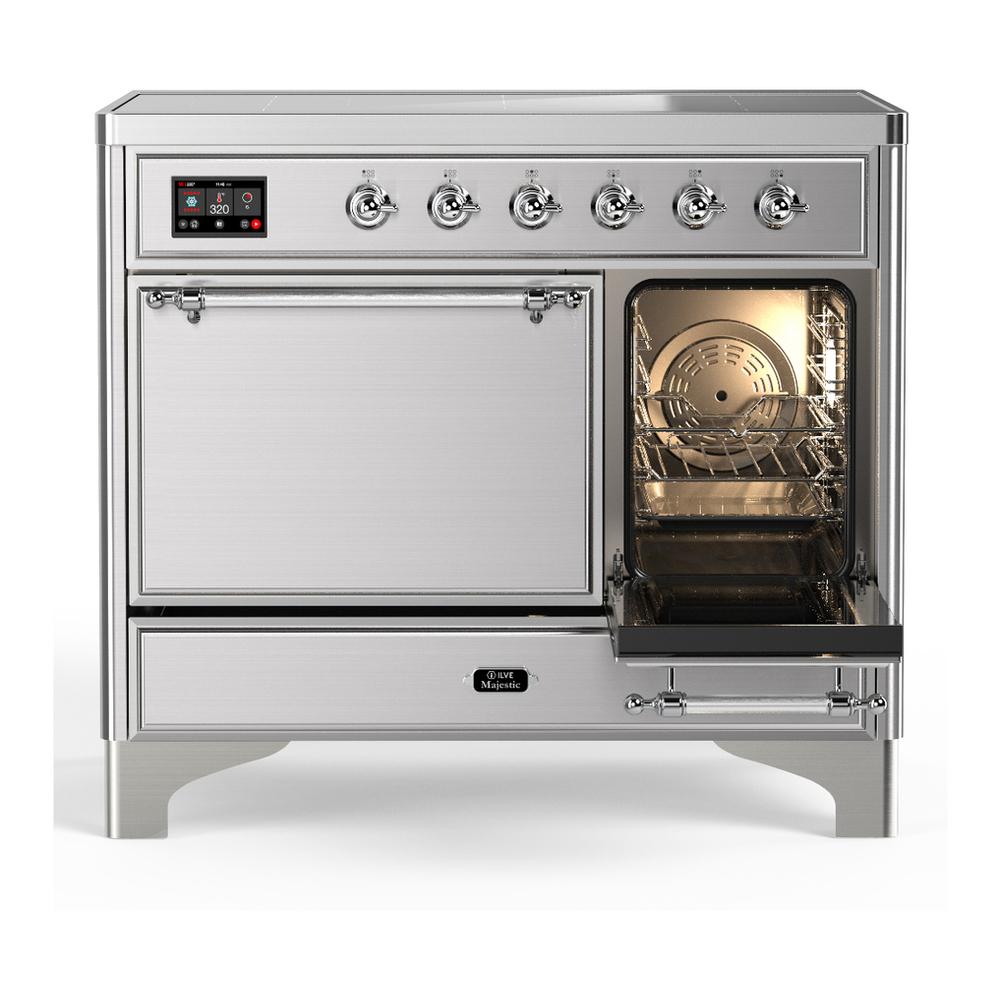 ILVE UMDIB40QNR3SSC Majestic III 40 inch Induction Range with 6 Elements, 3.82 cu. ft. Total Oven Capacity (Solid Door, Stainless Steel, Chrome)