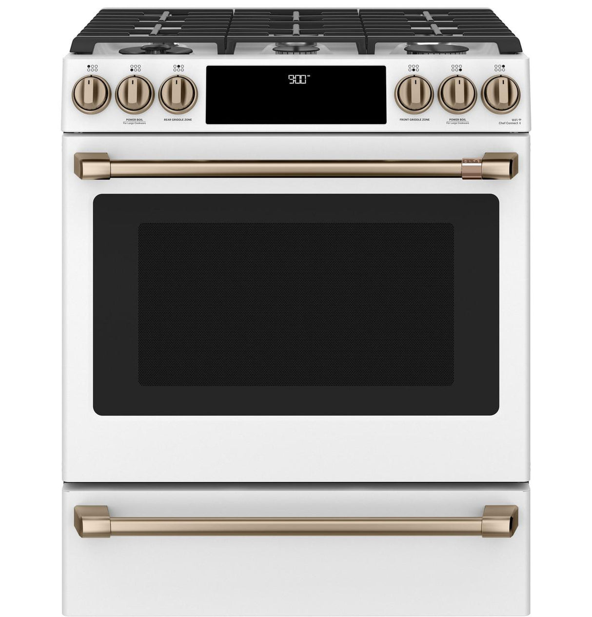 Café™ 30" Smart Slide-In, Front-Control, Dual-Fuel Range with Warming Drawer