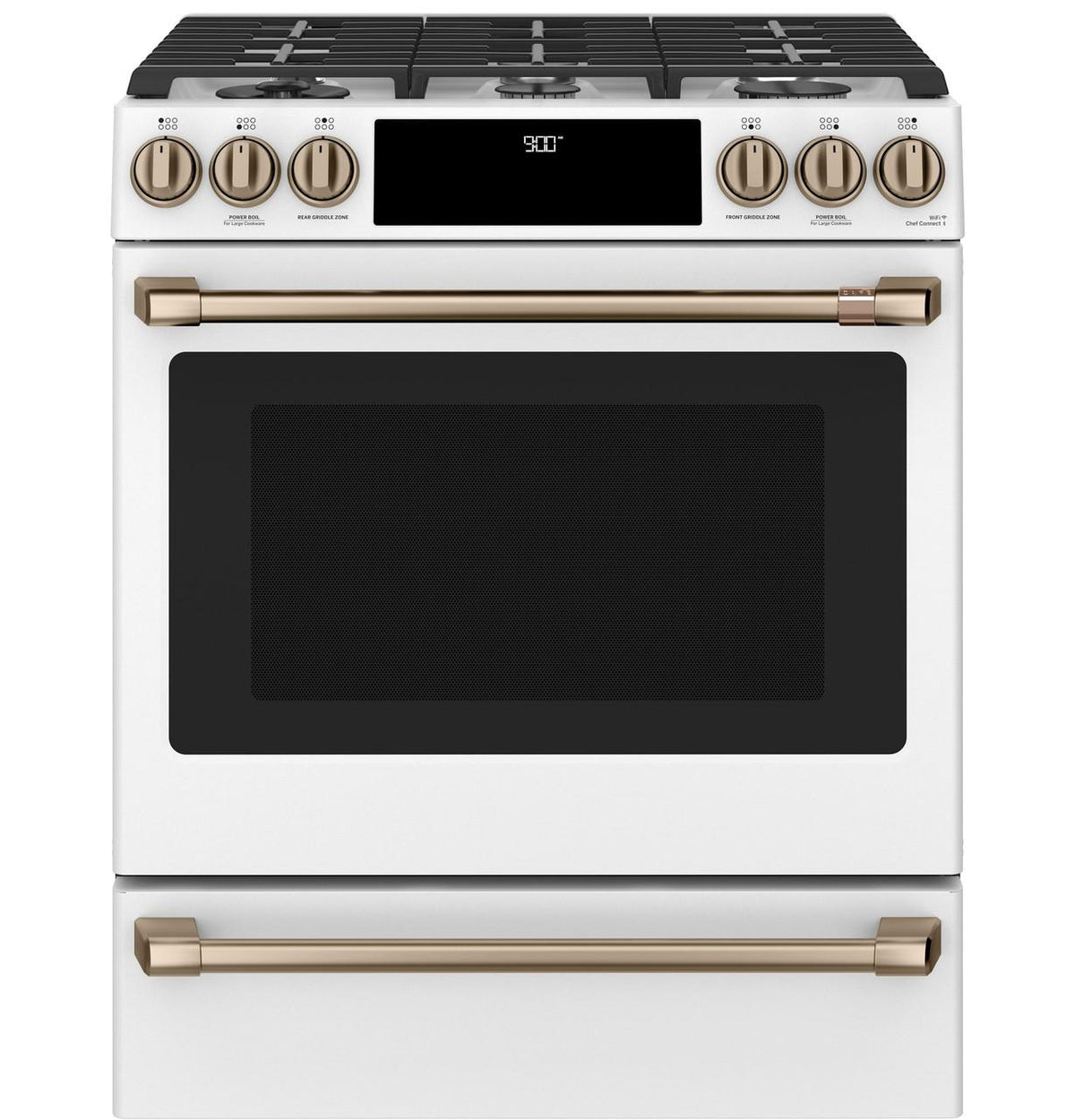 Café™ 30" Smart Slide-In, Front-Control, Dual-Fuel Range with Warming Drawer