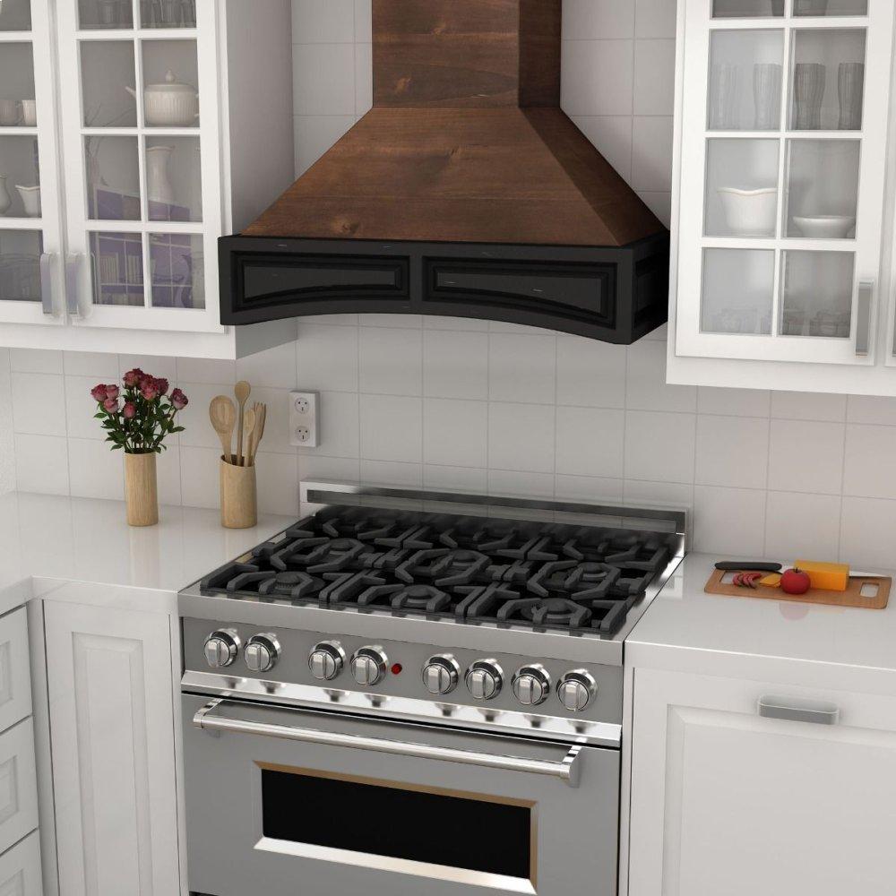 ZLINE 36 in. Wooden Wall Mount Range Hood in Antigua and Walnut - Includes Remote Motor